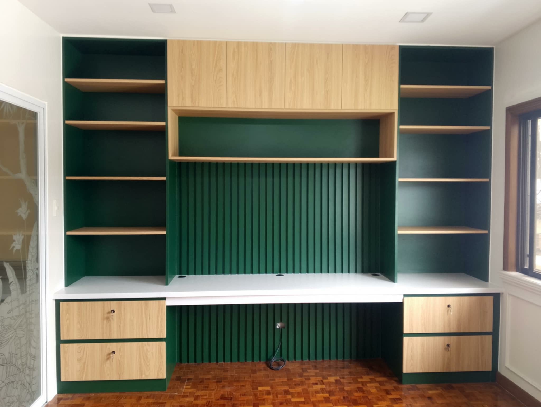 Modern white kitchen with granite countertops